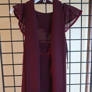 Pelicana Color: Burgundy Chiffon Dress w/ Sash Sz. Small - Never Worn
